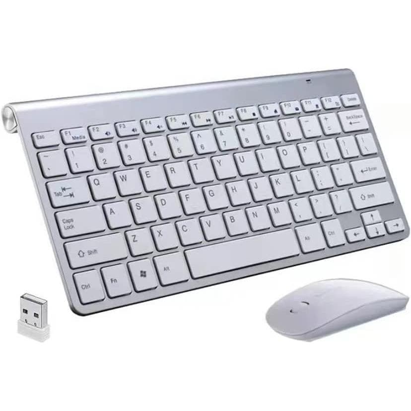 Teclado e Mouse Sem Fio Compacto Teclas Suaves Bluetooth ou Adaptador USB 2.4Ghz