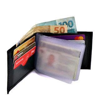 kit 10 Carteira Masculina Couro Sintético com Compartimentos para Cartões e Notas de Moeda