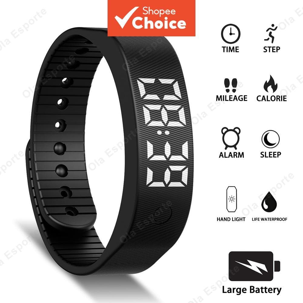 Pulseira Inteligente Digital LED À Prova D'água Relógio Inteligente com Pedômetro Monitor de Corrida, Faixa Inteligente