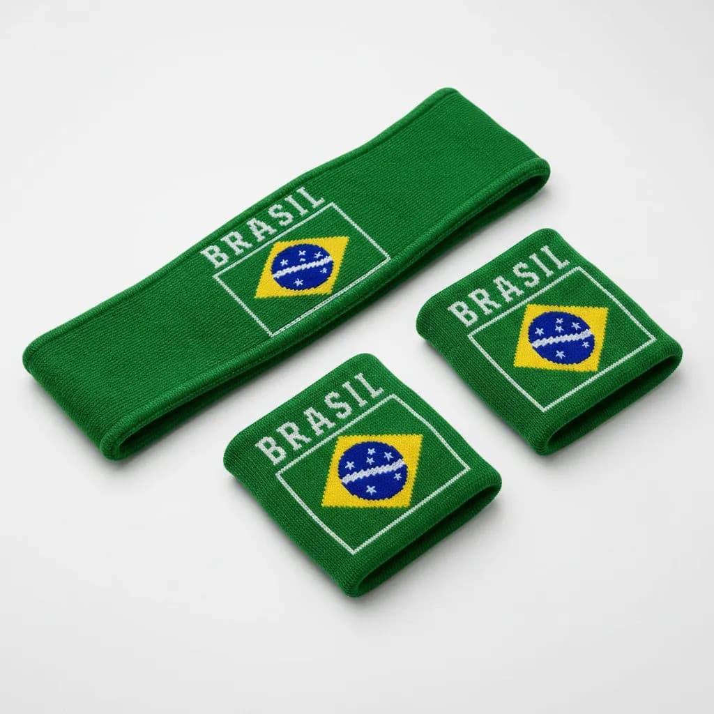 Kit Acessórios Brasil Faixa E Munhequeiras