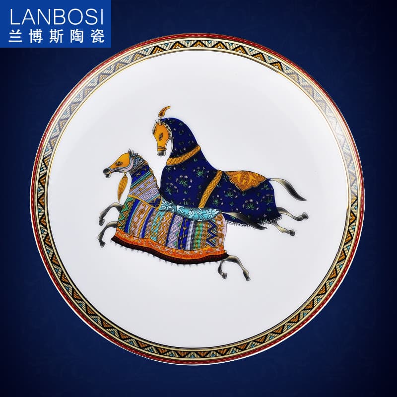 Prato plano de cerâmica europeu, prato plano de comida ocidental, bife, prato de 23cm, prato de jantar, decoração, prato