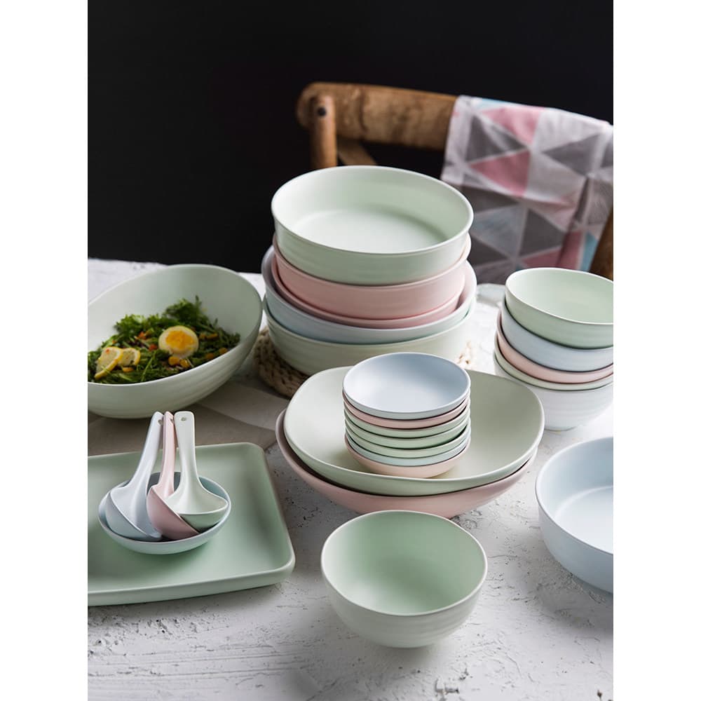 Conjunto de prato nórdico doméstico criativo influenciador exclusivo ins estilo talheres simples cerâmica tigela arroz c