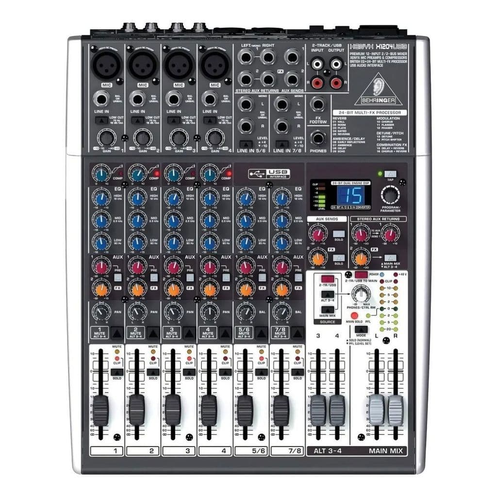 Mesa De Som Behringer Xenyx X1204 Mixer Com Efeitos E Interface de Audio USB Profissional Bivolt Original