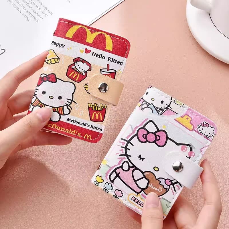 Amor Hello Kitty titular do cartão de couro à prova dwaterproof água ônibus armazenamento multifuncional estudante armaz