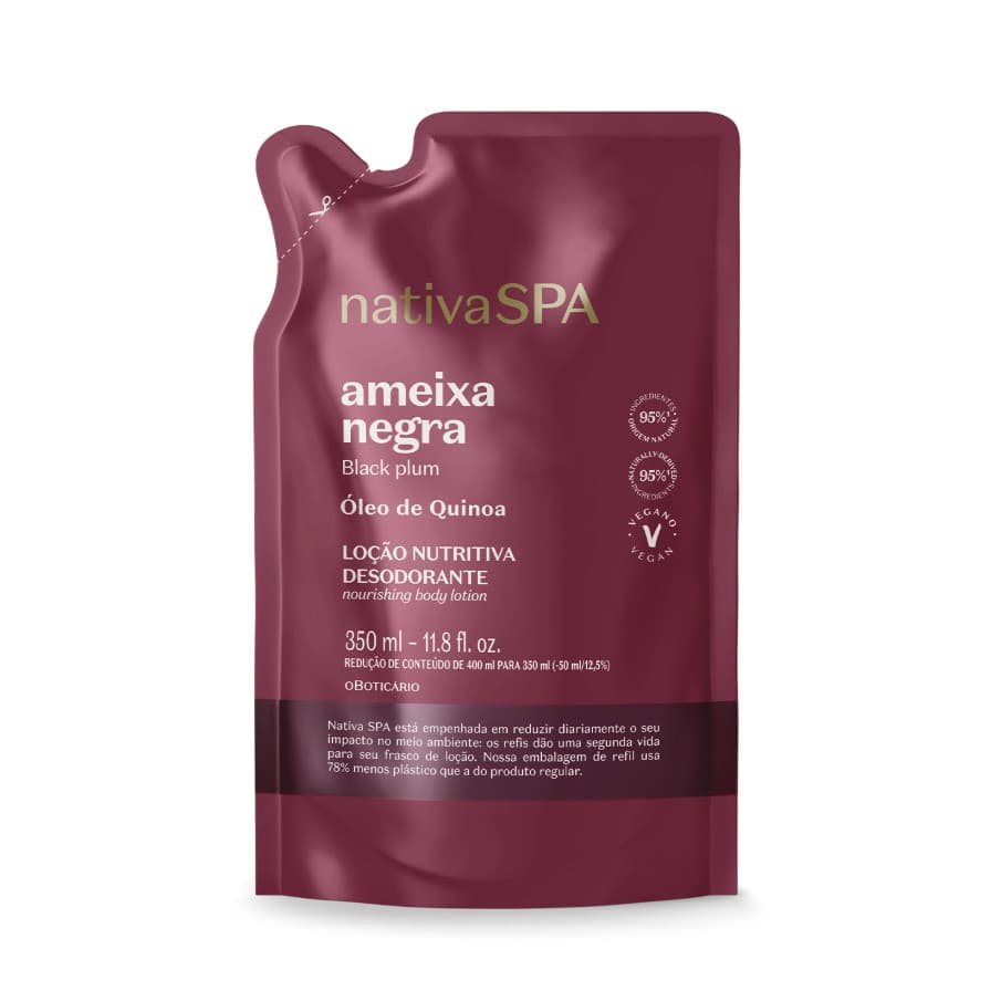 Refil Loção Desodorante Hidratante Corporal Nativa Spa Ameixa Negra 350ml
