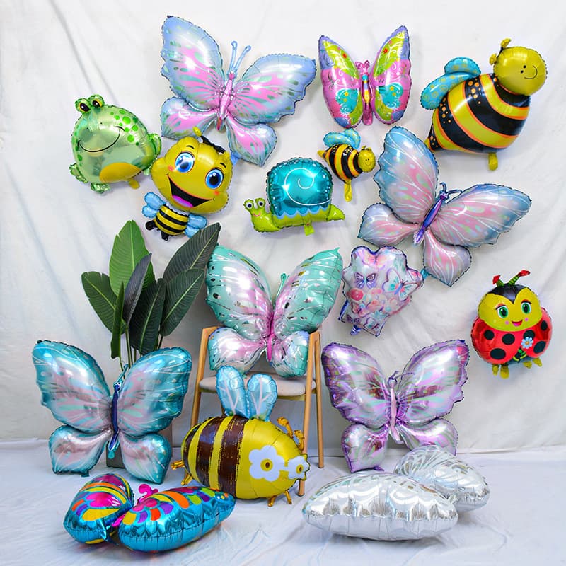 Balão Foil Inseto Abelha Borboleta Joaninha Decoração Festa de Aniversário Tema Primavera Brasil