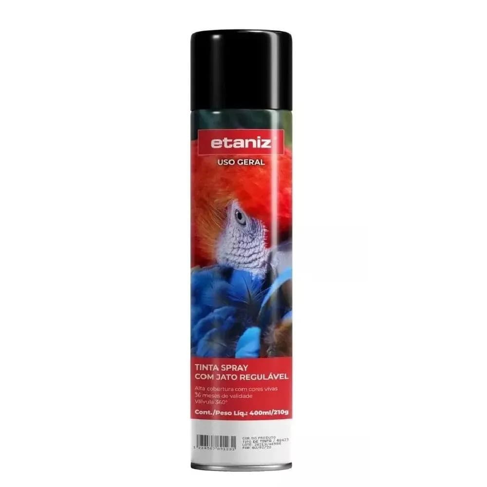 TOP Tinta Sprays Preto Brilhante 400ml Etaniz Uso Geral