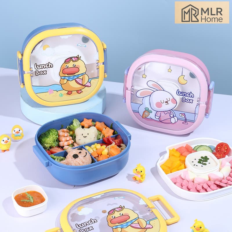 Caixa de salada de frutas de camada dupla de desenho animado/PP, Material de contato alimentar/para micro-ondas/portátil