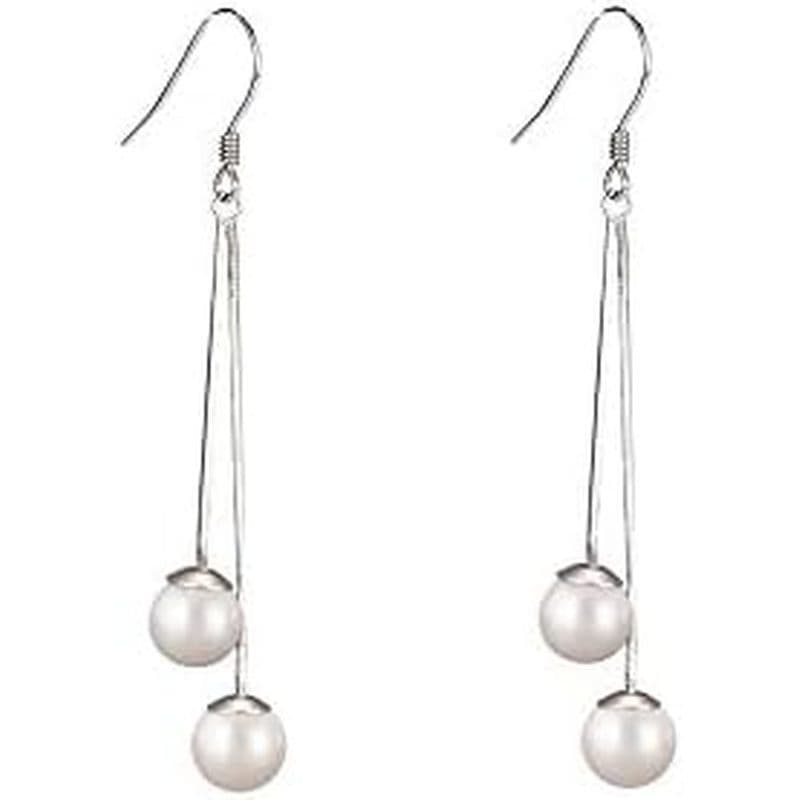 Prata Esterlina De Água Doce Pérola Threader Balançar Brincos Borla Pendurado Charme De Argola Longo Corrente Gancho Bri
