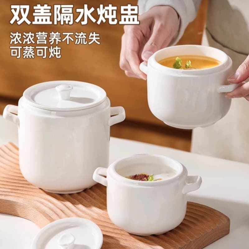 Japão cuidadosamente selecionado copo de guisado de cerâmica de orelha dupla à prova de água estufado doméstico pássaro