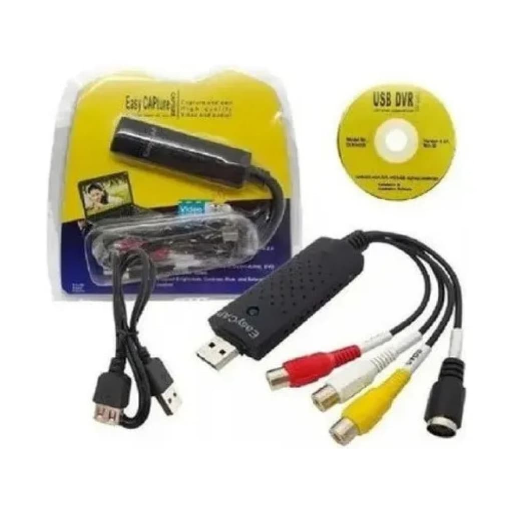 Placa Captura Vídeo Áudio USB 2.0 Conversor VHS Para DVD PC Notebook Gravação DVR Vigilância