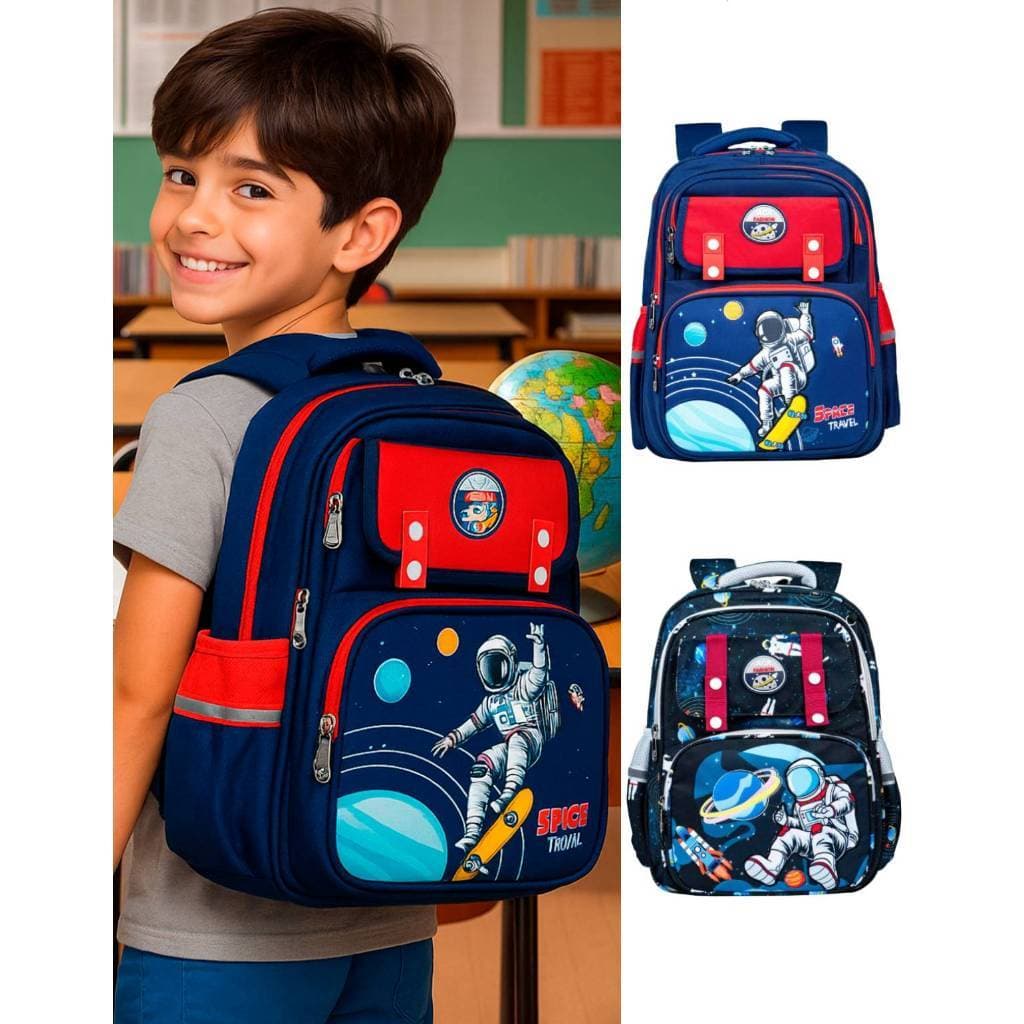 Mochila Escolar Grande Menino Infantil Desenho Astronauta