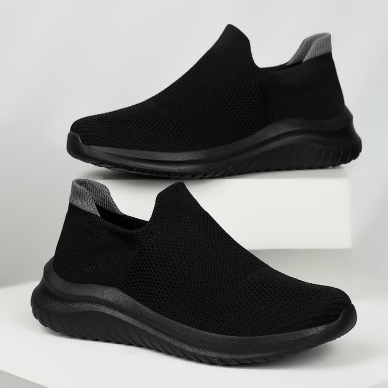 Velho pequim sapatos de pano masculino 2024 novo estilo tamanho grande preto voando tecido malha sapatos casuais desliza