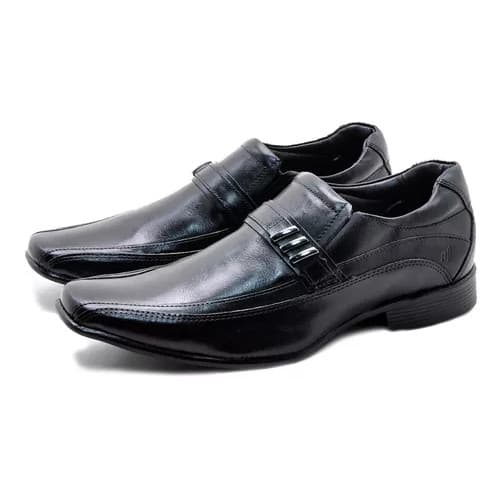 Sapato Social Masculino Rafarillo Preto Em Couro Legítimo Original Confortável Metal Elegante 34013