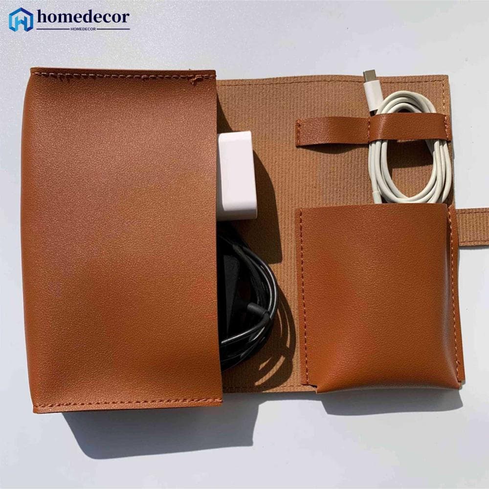 Homedecoração Cabo De Dados De Couro PU , Carregamento Portátil , Bolsa De Armazenamento De Acessórios Digitais , Materi