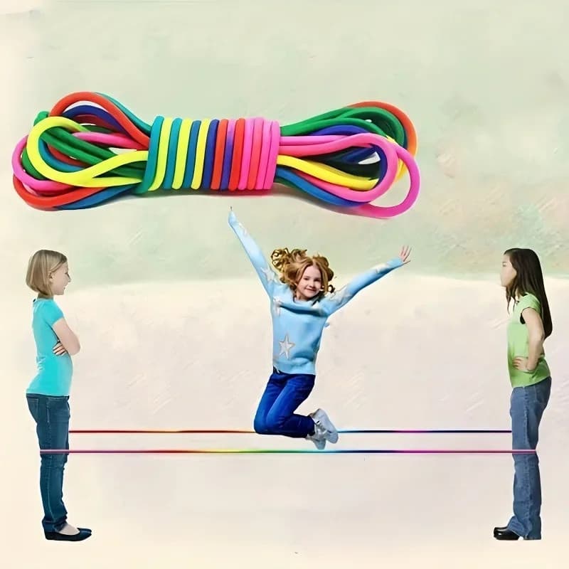 Corda De Pular De Borracha Elástica Arco-Íris , Crianças , Adultos , Exercícios Físicos , Jogos Divertidos Ao Ar Livre ,