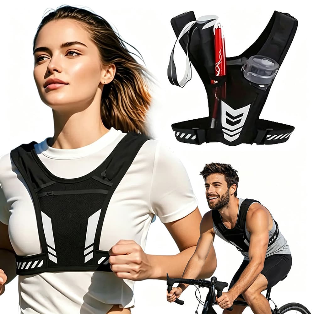 Colete Esportivo Refletivo Com Bolso Para Garrafa De Água E Bolso Para Celular Colete Para Ciclismo E Corrida