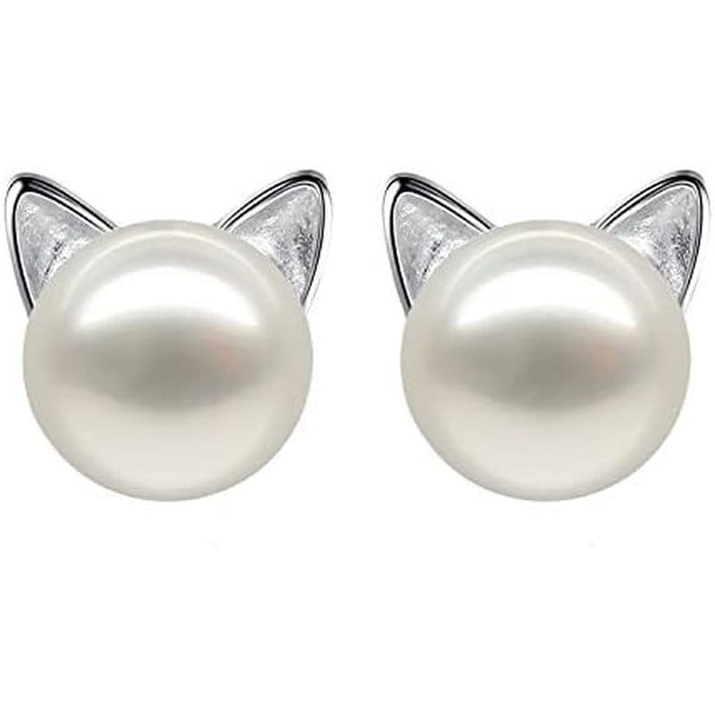 Brincos De Gato Wicary Pérola De Prata Esterlina Para Mulheres Brinco Amantes De Gatos