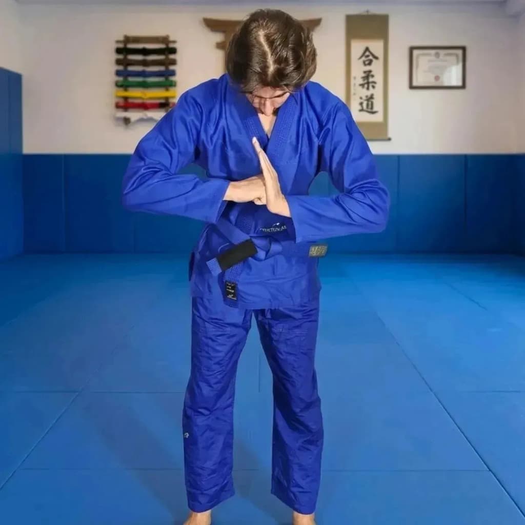 Kimono Jiu-Jitsu Adulto Pretorian First Azul 350g Pearl Weave Calça Ripstop Uso Profissional