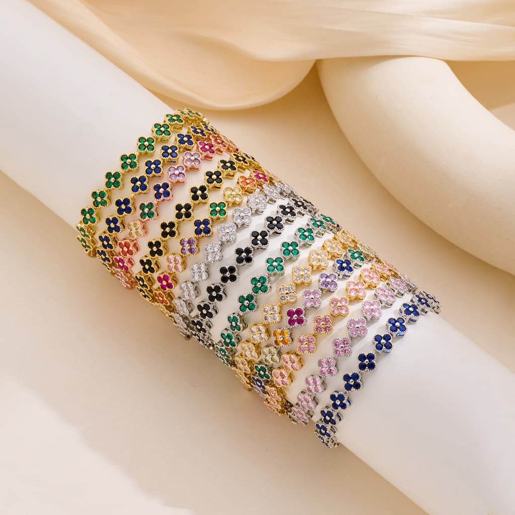 Senhoras pulseira colorida zirc茫o c煤bico flor forma dopamina j贸ias acess贸rios de festa moda criativa j贸ias pulseira de l