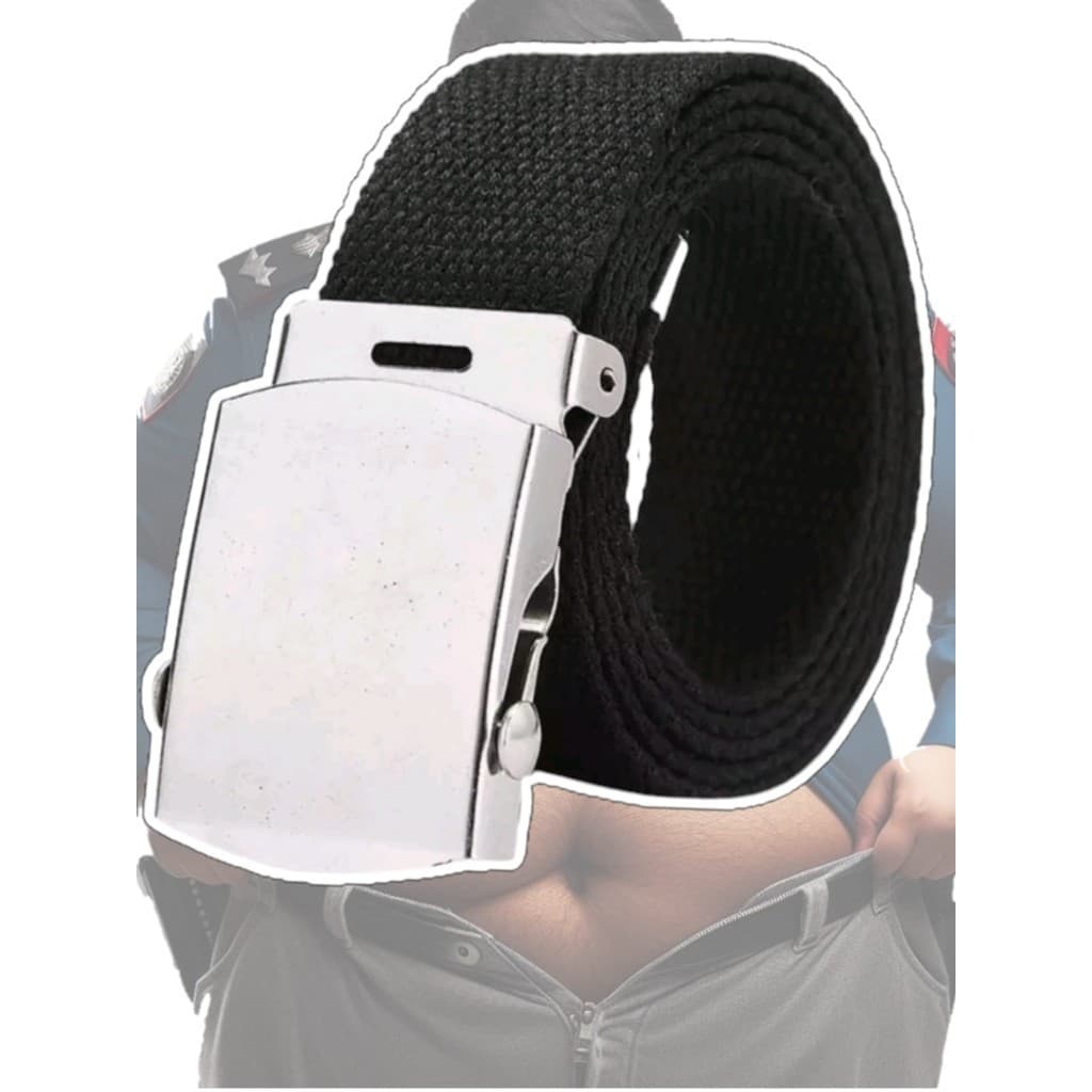 Cinto Masculino Largo Fivela de Metal Prata  Tecido Lona Nylon Rick 3,5 CM