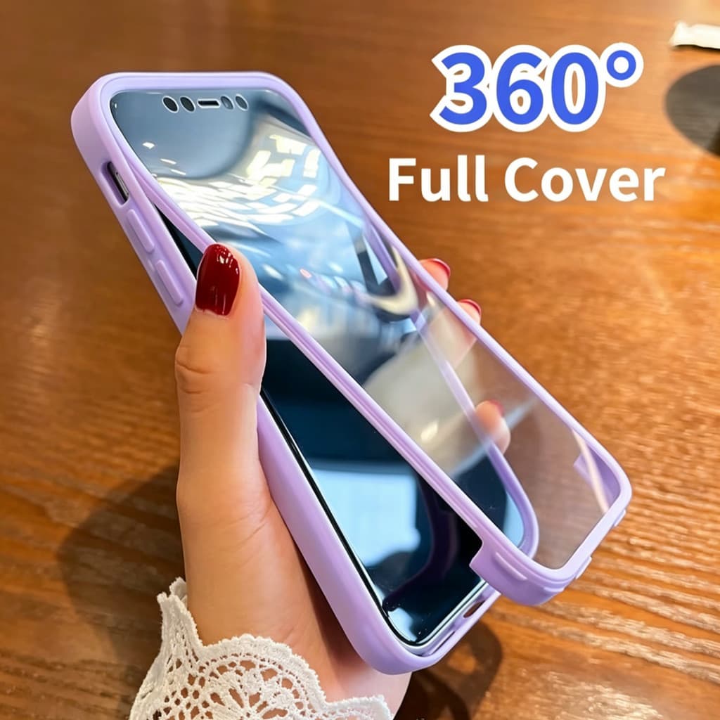360 ° Capa Completa À Prova De Choque Para iPhone 11 12 13 14 15 16 17 Pro Max 17E 16E 16Plus XR Transparente