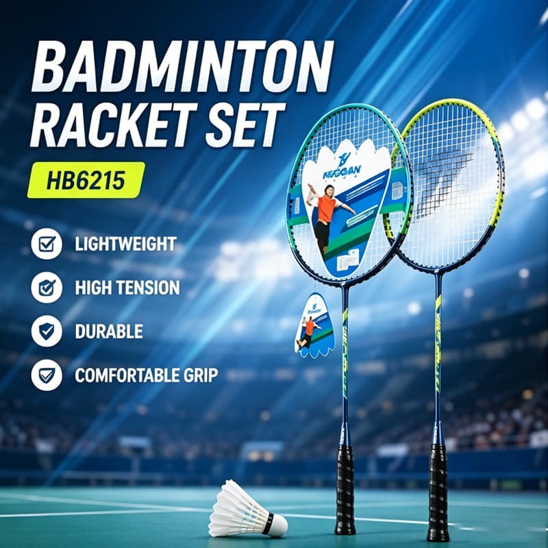 [HUOBAN] Conjunto de raquete de badminton de liga de alumínio para treinamento profissional Raquete de badminton leve ad