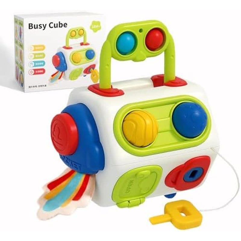 Cubo Ocupado Para Crianças De 1 Ano , Brinquedos Montessori-Presentes Ideais Meninos E Meninas De Viagem De Carro De Avi