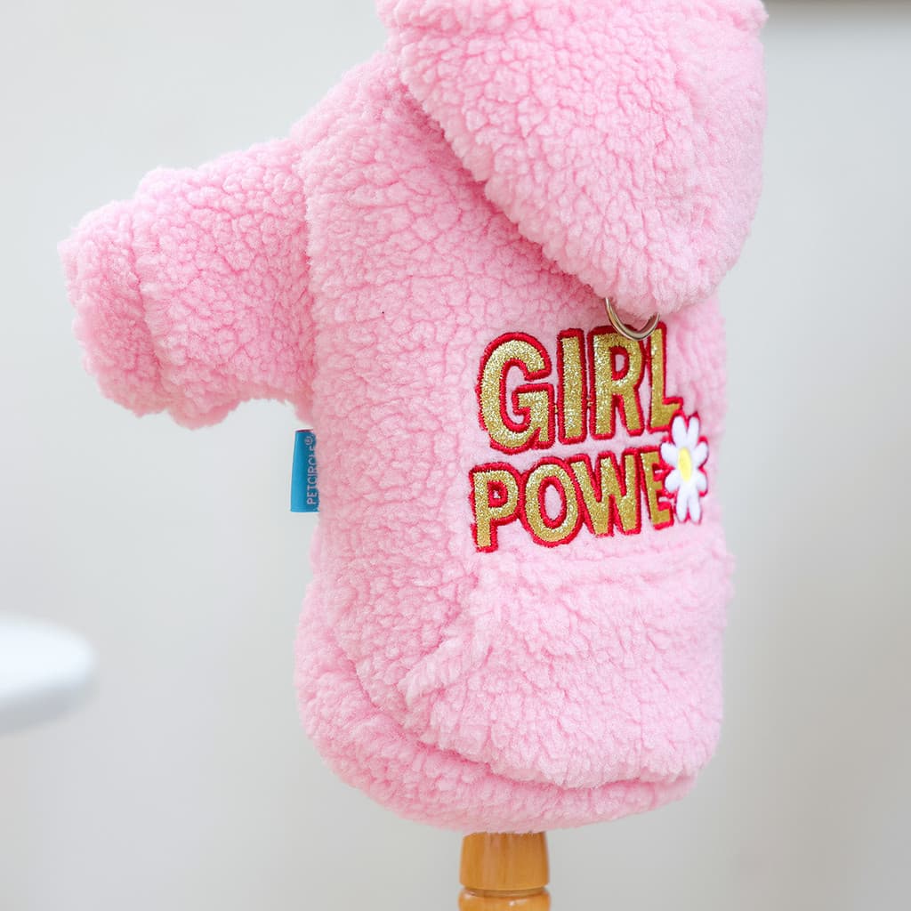 Roupas para Cães e Gatos, Moletom Quente e Espesso para Animais de Estimação, Casaco Cardigã com Capuz Rosa, Material Qu