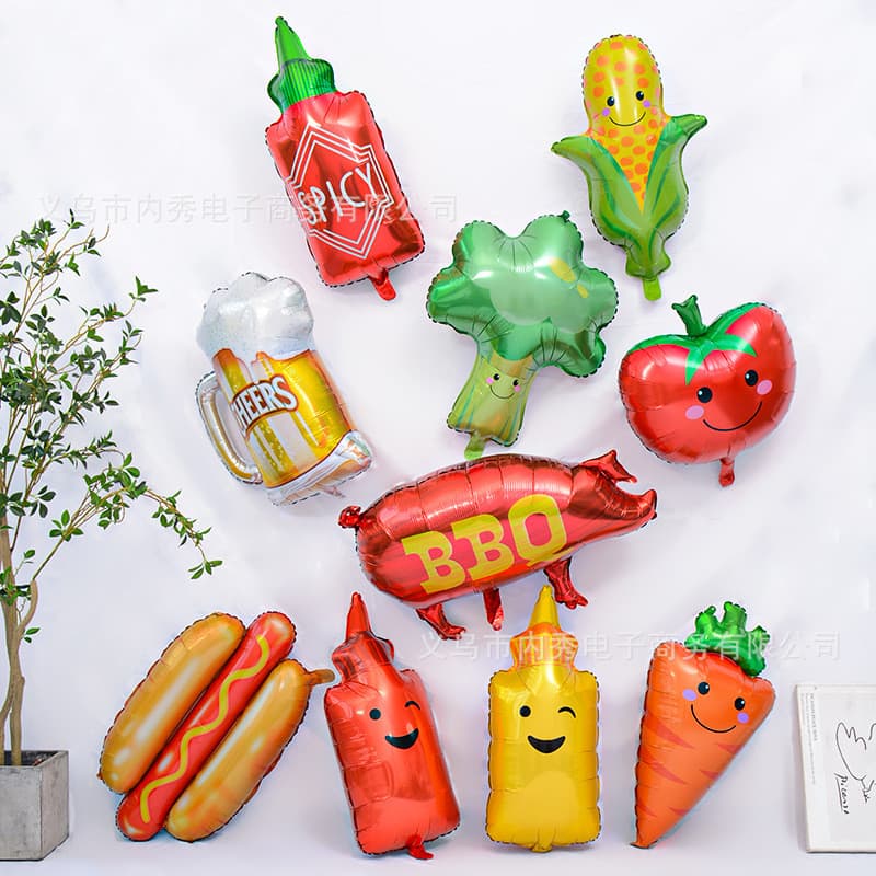 Balões De Festa Churrasco Refrigerante Aperitivos Legumes Kit Decoração Aniversário Ao Ar Livre Tema BBQ Verão