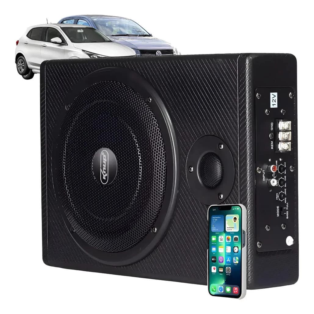 Caixa Trio Amplificada Para Carro Subwoofer Slim 8 Polegadas Super Tweeter 200w