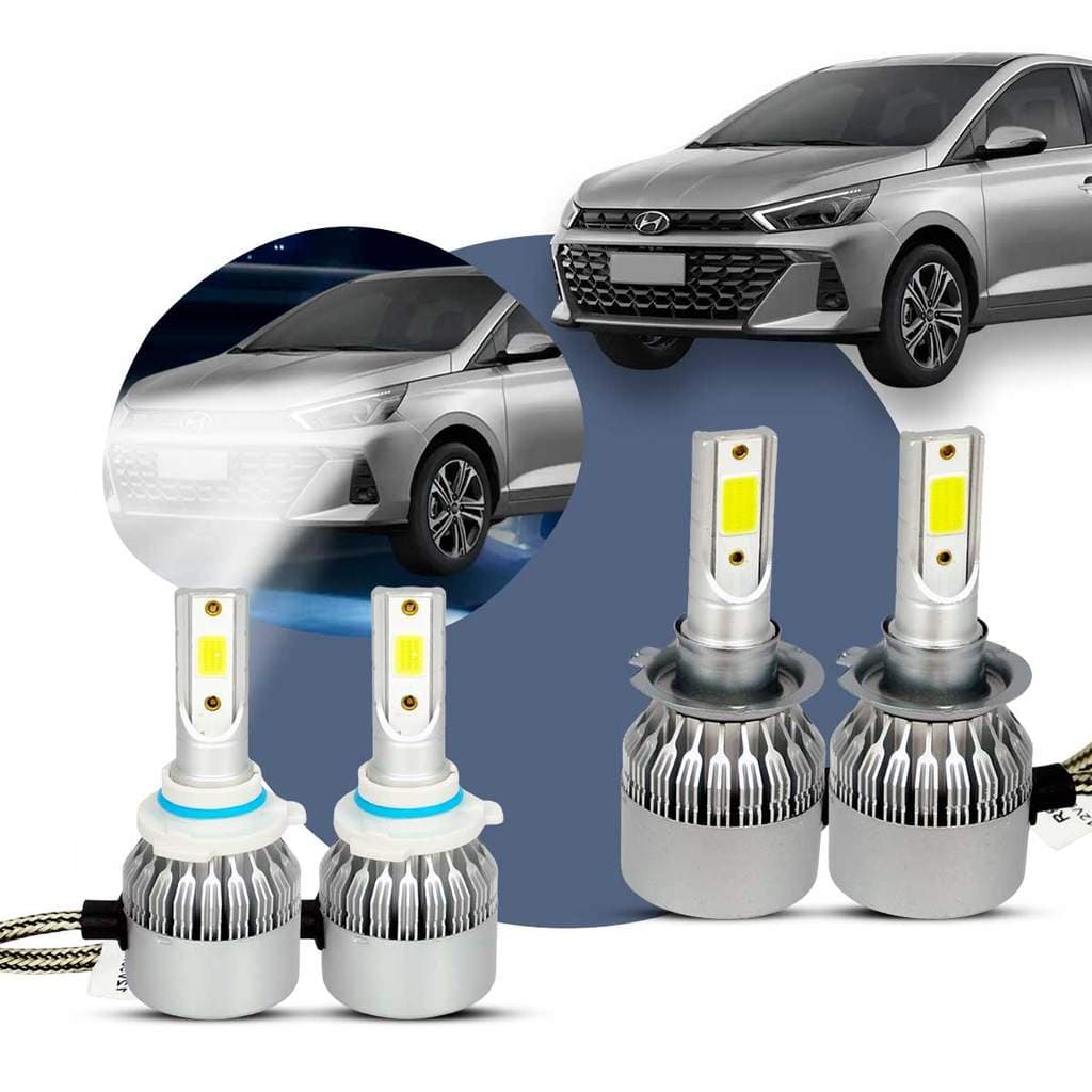 Super LED  Farol Alto Baixo Hyundai HB20 Premium Style 6000K 30000h