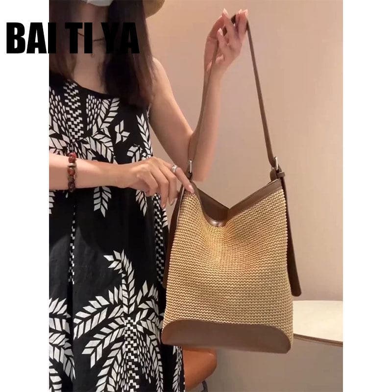 bolsa feminina Bolsa Seaside Casual tecido balde saco feminino 2025 novo estilo verão Super quente grande capacidade pal