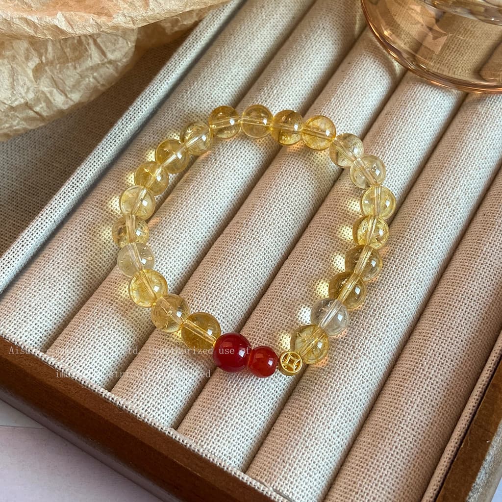 {Lucky Fortune} Novo estilo chinês estilo chinês sorte código vermelho toalete imitação citrino pulseira venda quente Na