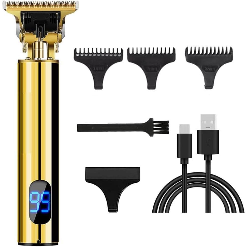 Máquina de Cortar Cabelo Profissional para Homens e Mulheres, Sem Fio, Recarregável, Corpo de Metal, Kit de Corte e Cuid