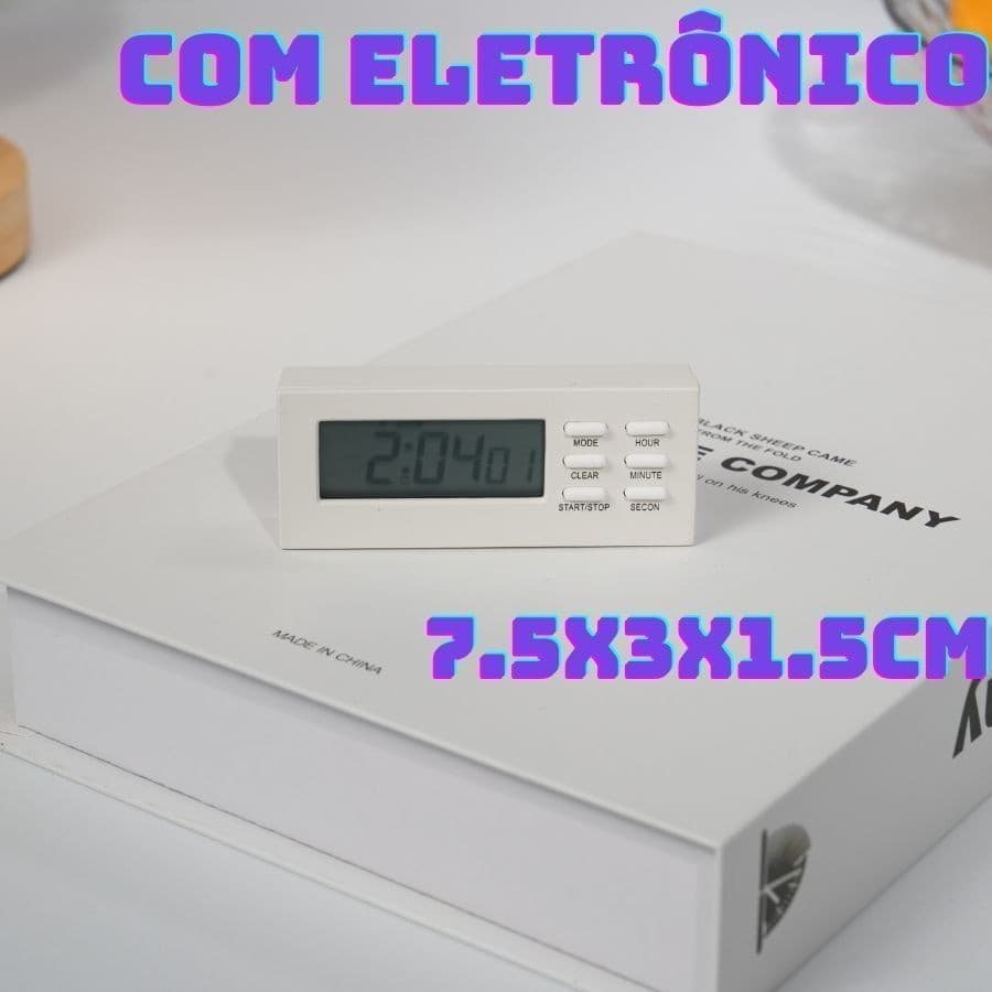 Mini Temporizador Despertador Com Eletrônico Temporizador Cronômetro Pode Silenciar 7.5x3x1.5 Branco