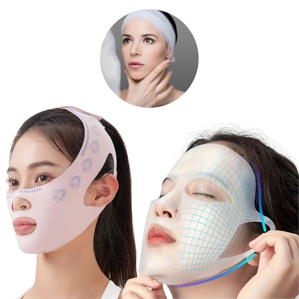 Kit Máscara E Cinta Facial Coreana Antirrugas Skincare Sérum Faixa modeladora Contorno do Rosto