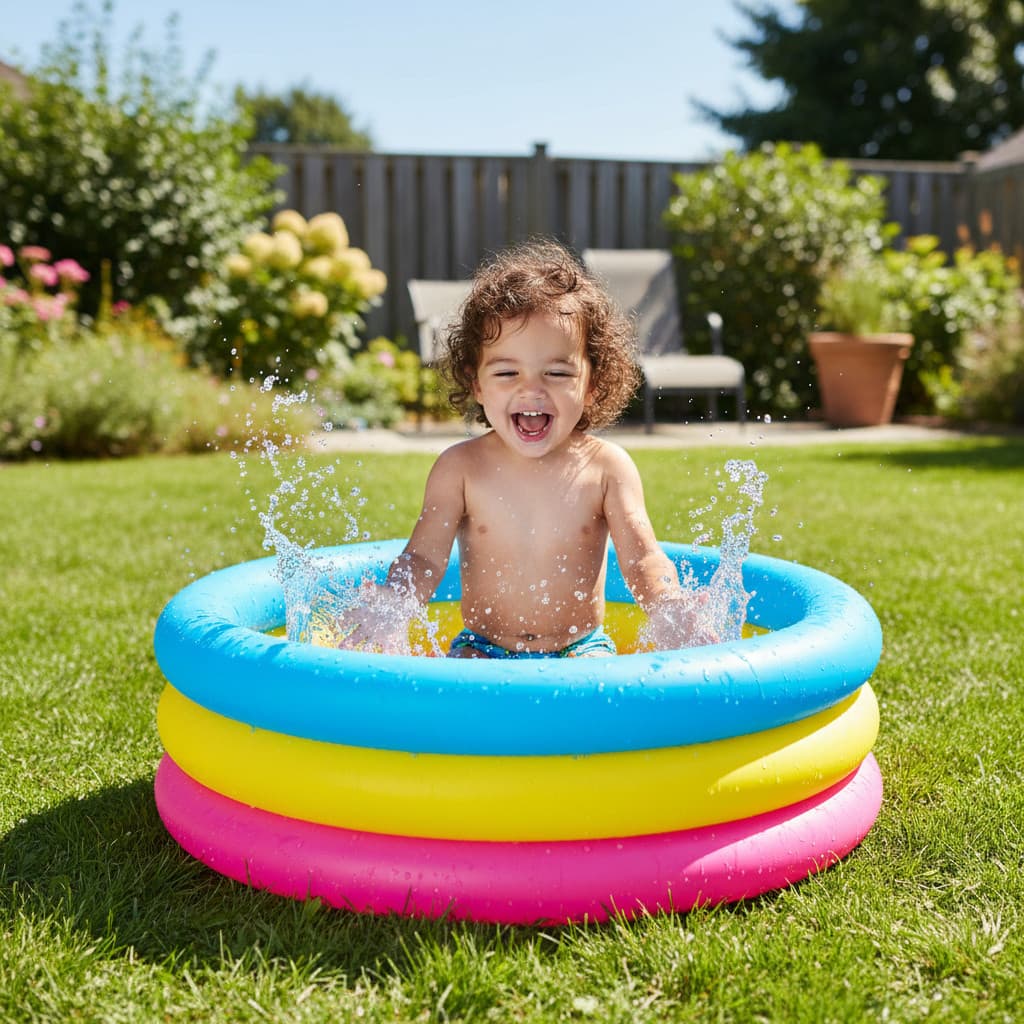 Piscina Inflavel Infantill Grande 70x25 3 Aneis 88 Lt Viesto Amarela / Rosa / Azul
