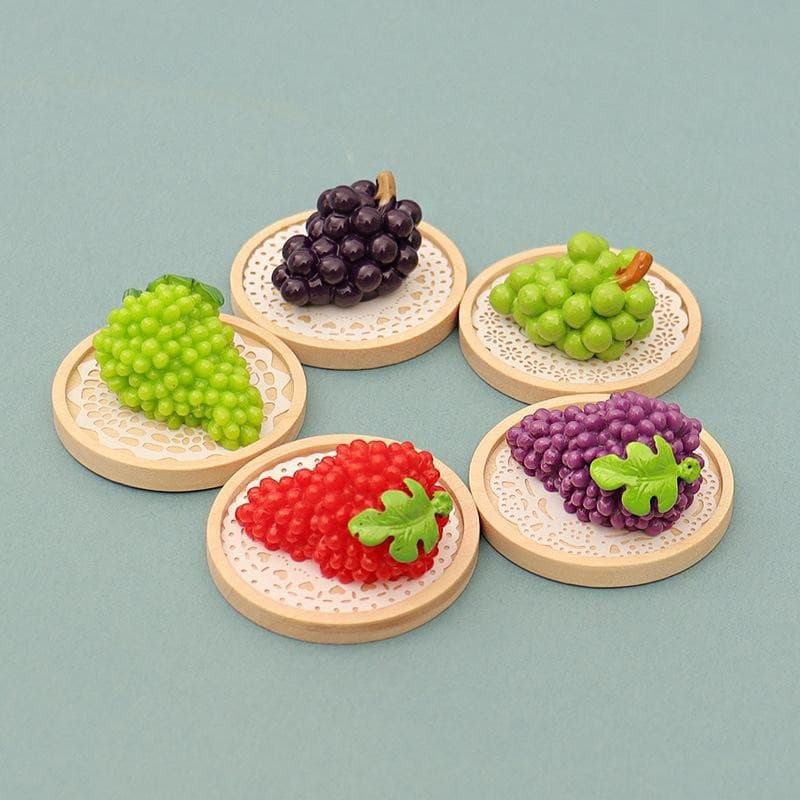 Decorador 1/12 Casa De Bonecas Mini Simulação Uvas Com Bandeja Cozinha Frutas Decoração Acessórios Fingir Jogar Brinqued