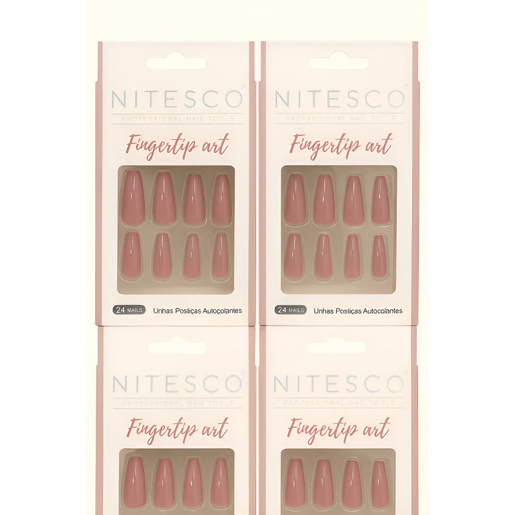 Kit Pacote Unhas Posticas Nitesco Cor Rosa Ys7110