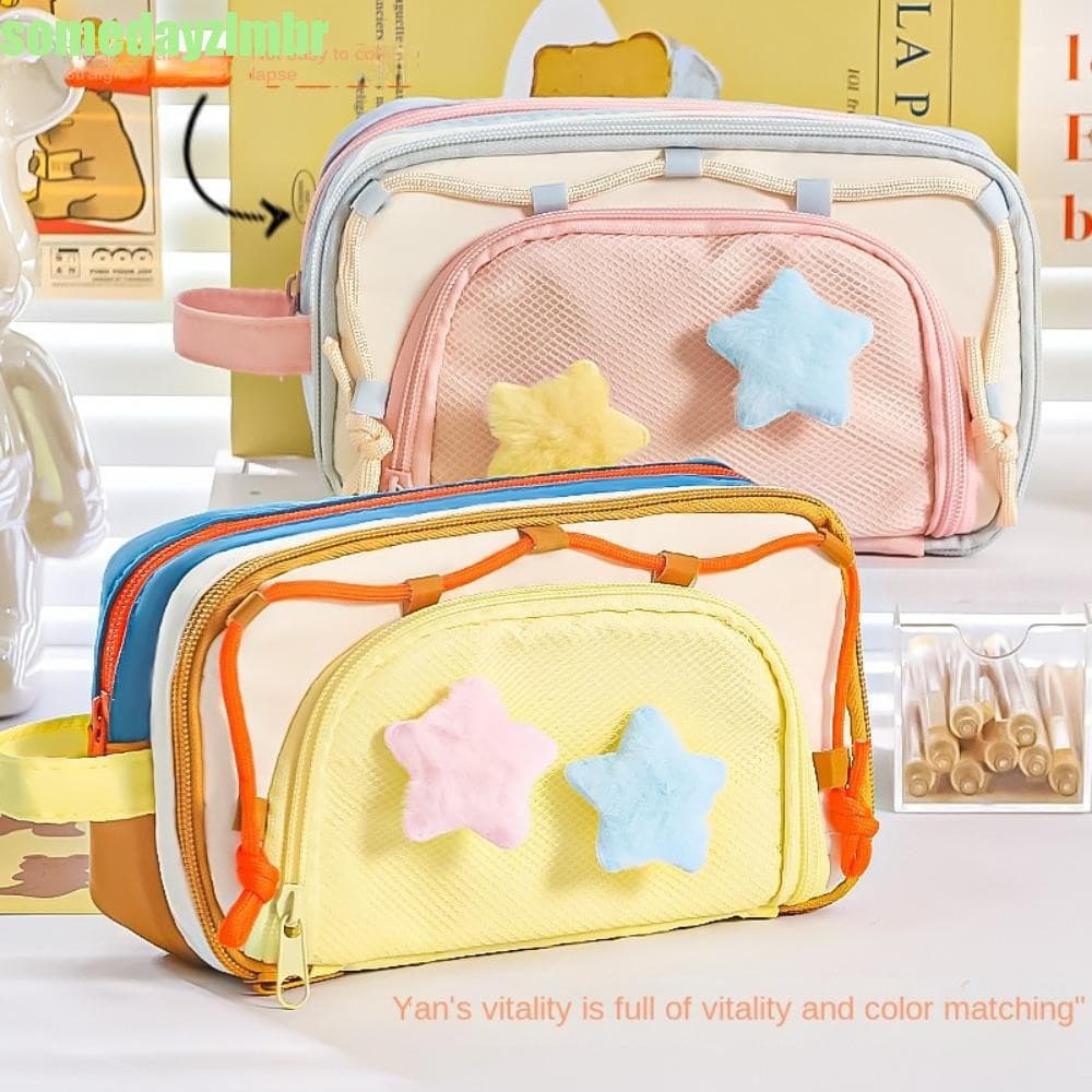 SOMEDAYZL0M Y2K Star Bolsa De Papelaria , Estojo Coreano De Armazenamento De Mesa De Grande Capacidade , Estética