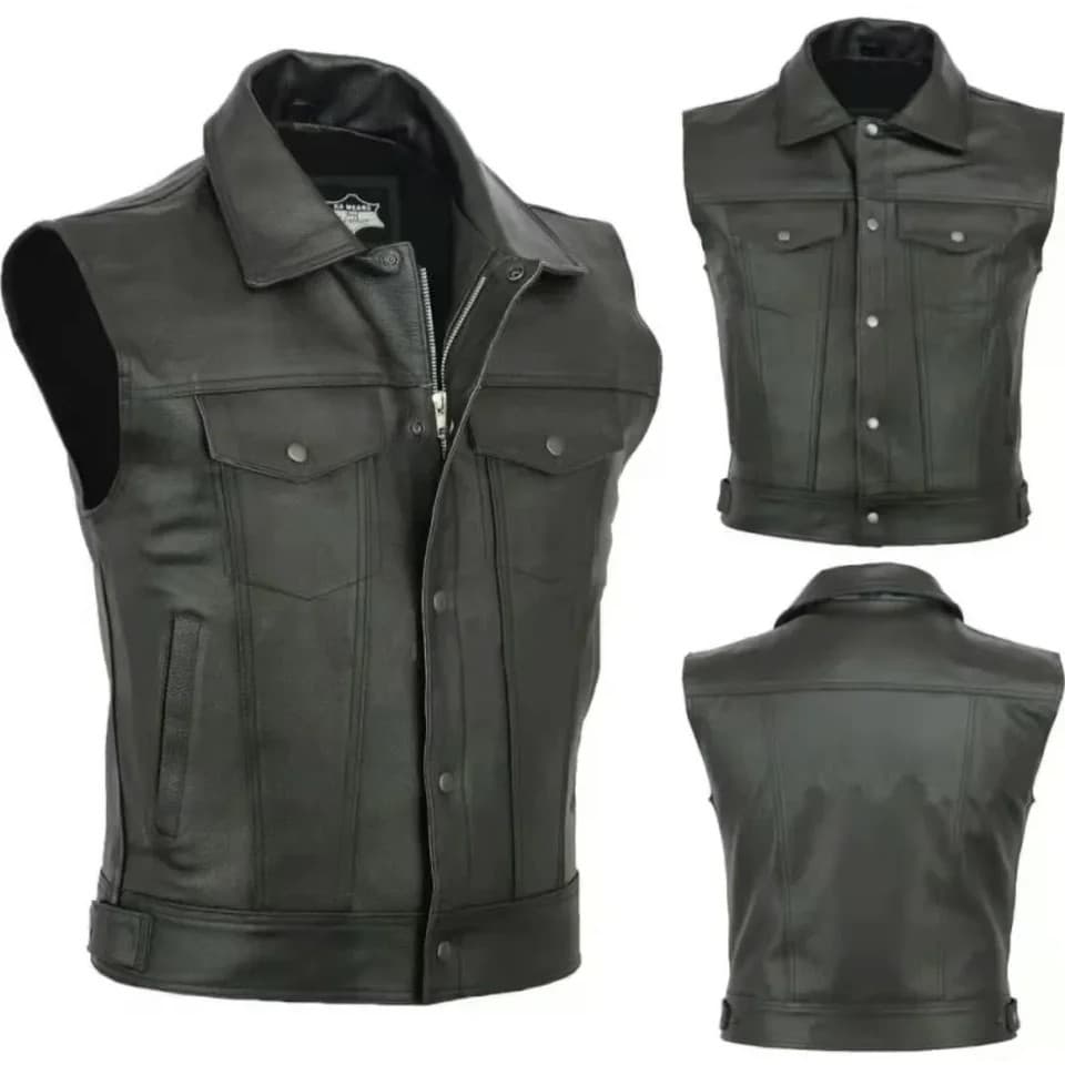 Colete de Couro Casual para Motocicleta K3OV