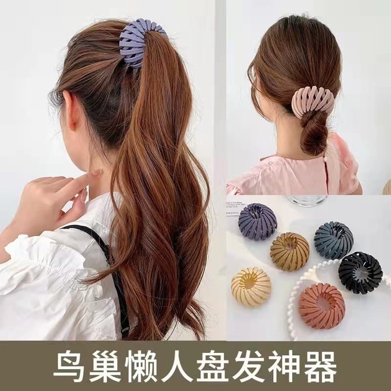 Laço de cabelo portátil para viagem, ninho de pássaro, acessórios de cabelo coreanos, bola, laço preguiçoso, fixação de
