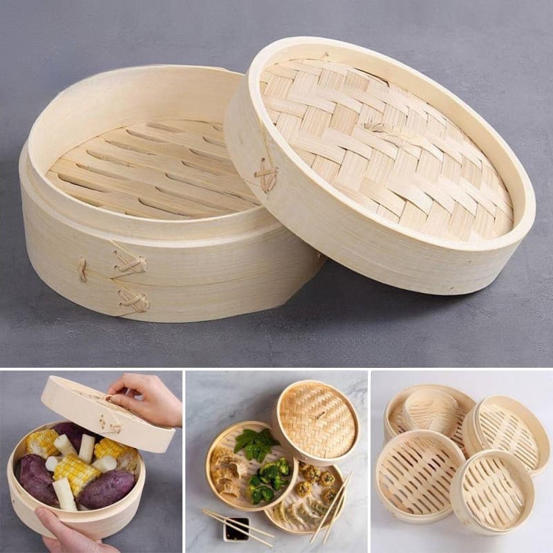 Vaporizador De Bambu ESPOIR , Dim Sum Para Cozinhar Bolinhos , Ecológico Pães Bao E Lanches Vegetais , Com Tampa Cesta D