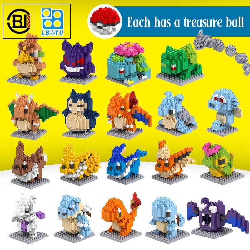 Blocos De Construção Animados De Pokemon Colocam Partículas , Mãos Sobressalentes Para Construir Seu Próprio Parque , Br