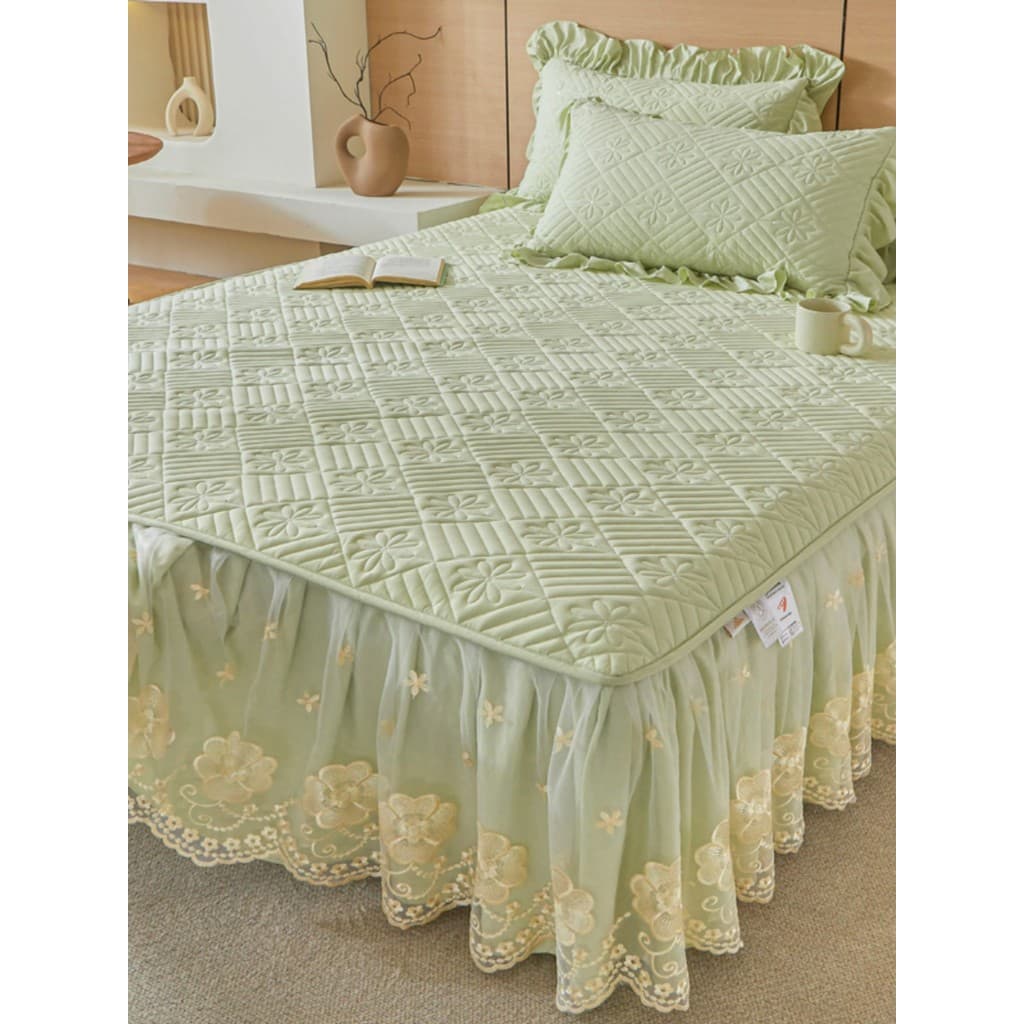 Langsha princesa estilo acolchoado saia de cama peça única 2025 novo estilo capa feia renda bainha colcha saia estilo tr