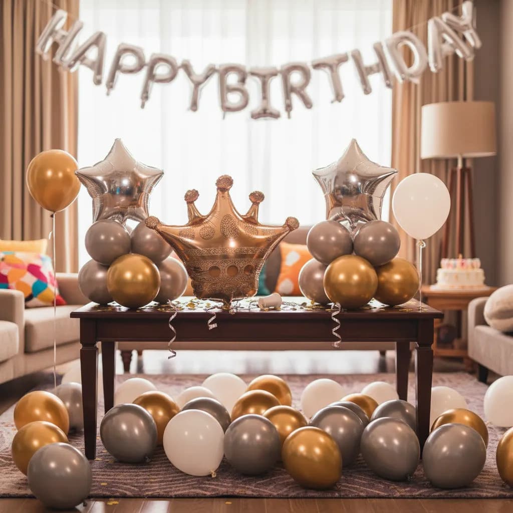 Kit Decoração De Aniversário Happy Birthday Completa Luxo Dourado-escuro