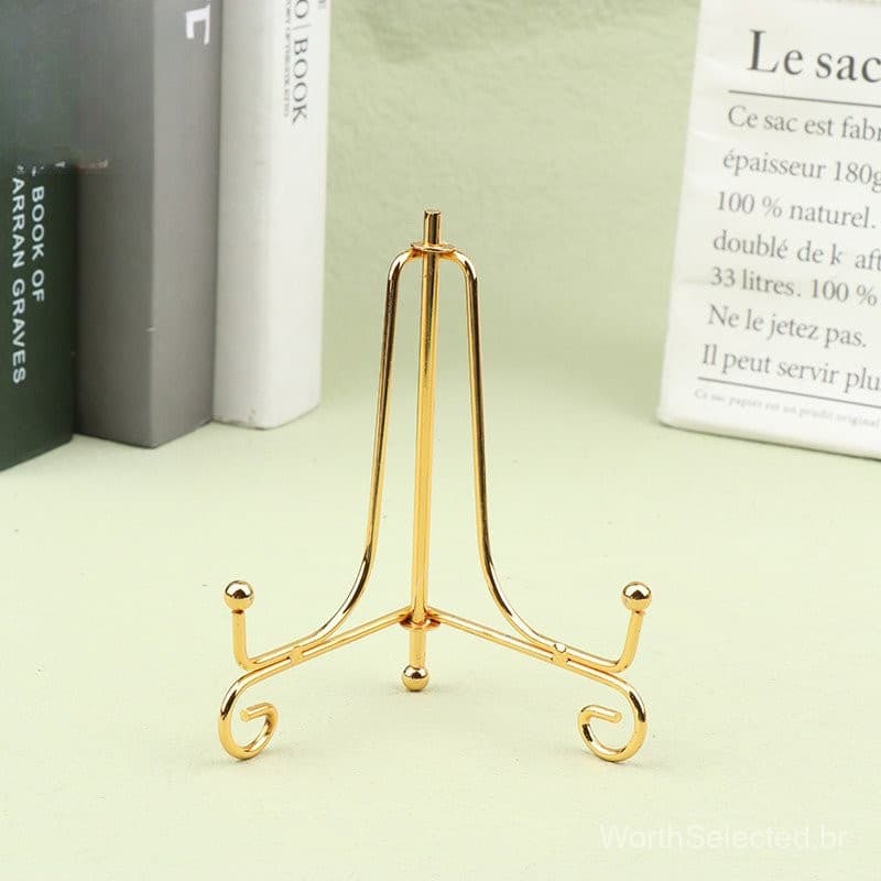Suporte de Exibição em Ferro Dourado para Livros, Livros de Fotos, Pedestal para Pratos e Tigelas, Decoração 6589