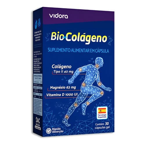 Vidora Bio-colágeno Tipo Ii Articulação Cartilagem Ossos 30 Cápsulas