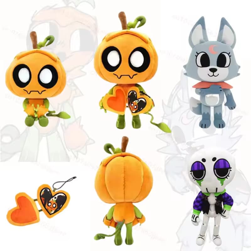 JAMXUN Halloween Dandy World Abóbora de Pelúcia Sorridente Boneco Macio Brinquedo Fofo Presente Colecionável 3TEG